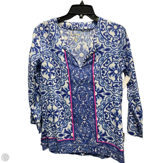 Top Long Sleeve Designer By Lilly Pulitzer In Blue, Size: S