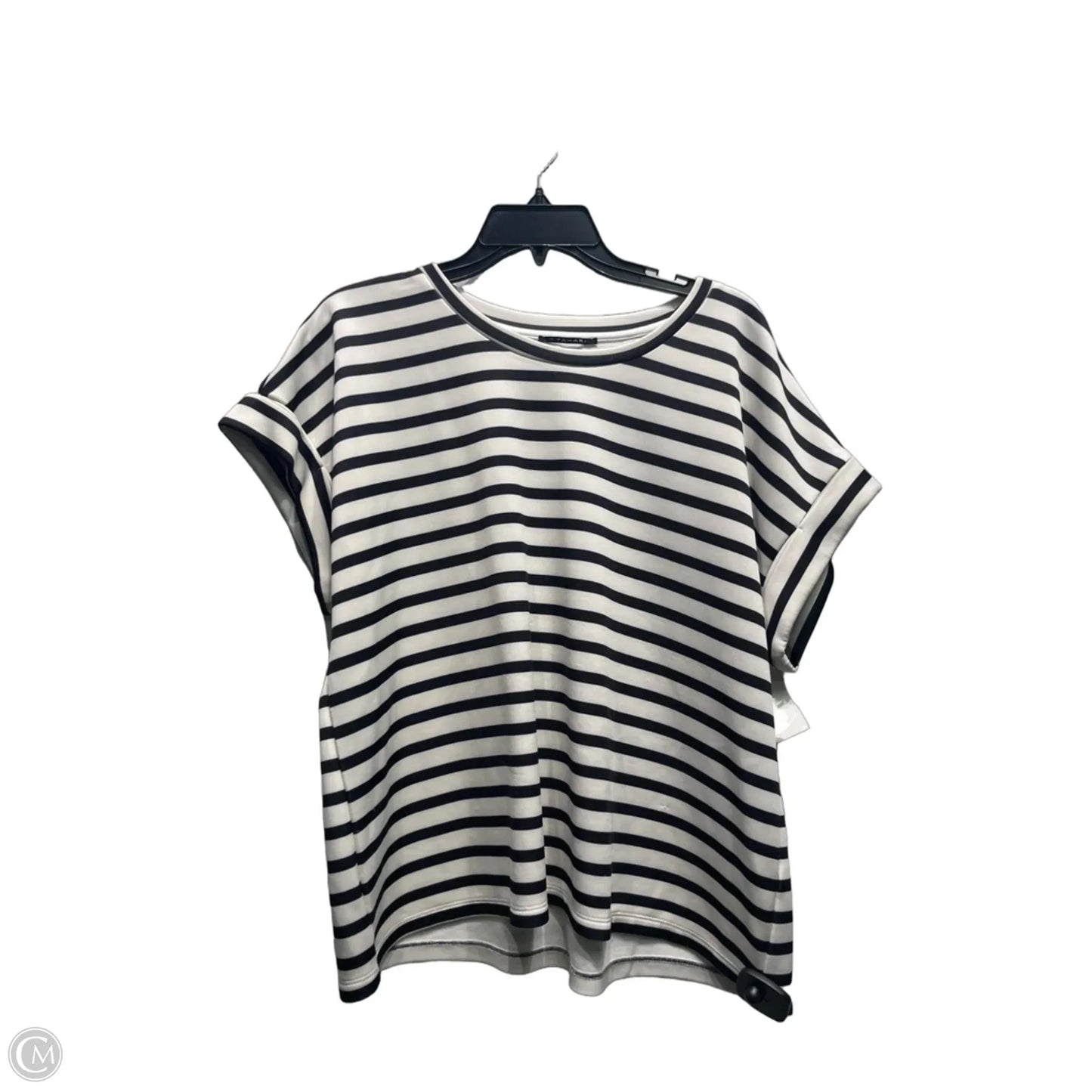 Top Short Sleeve By T Tahari In Black & White, Size: L