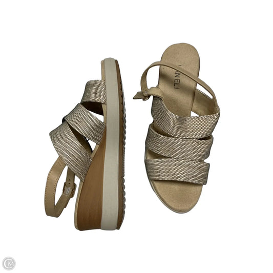 Sandals Heels Wedge By Vaneli In Tan, Size: 9.5