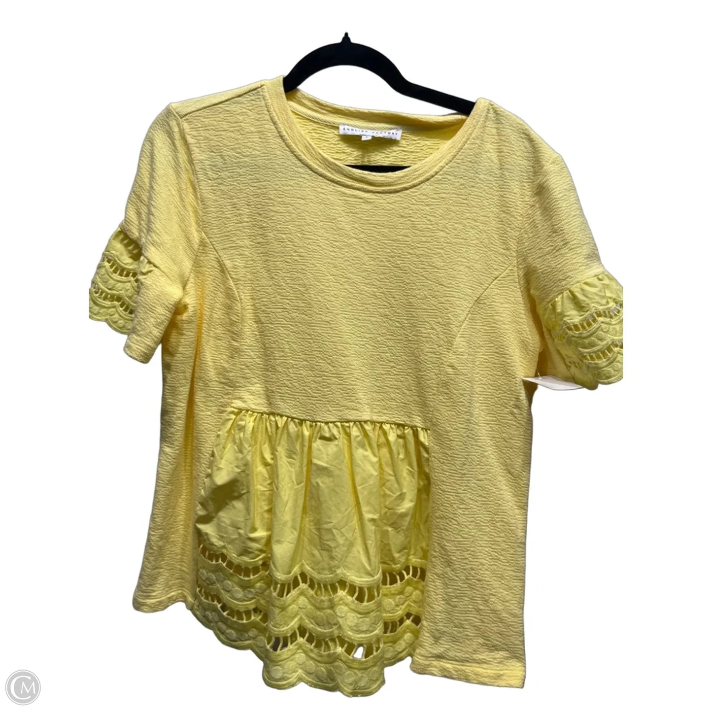 Top Short Sleeve By English Factory In Yellow, Size: L