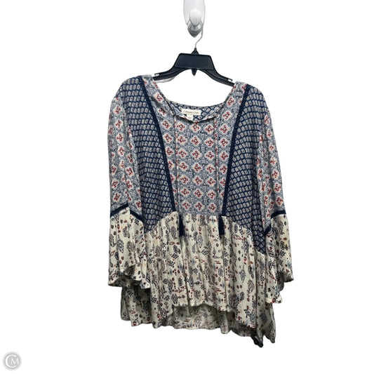 Top Long Sleeve By Coldwater Creek In Blue & White, Size: Xl
