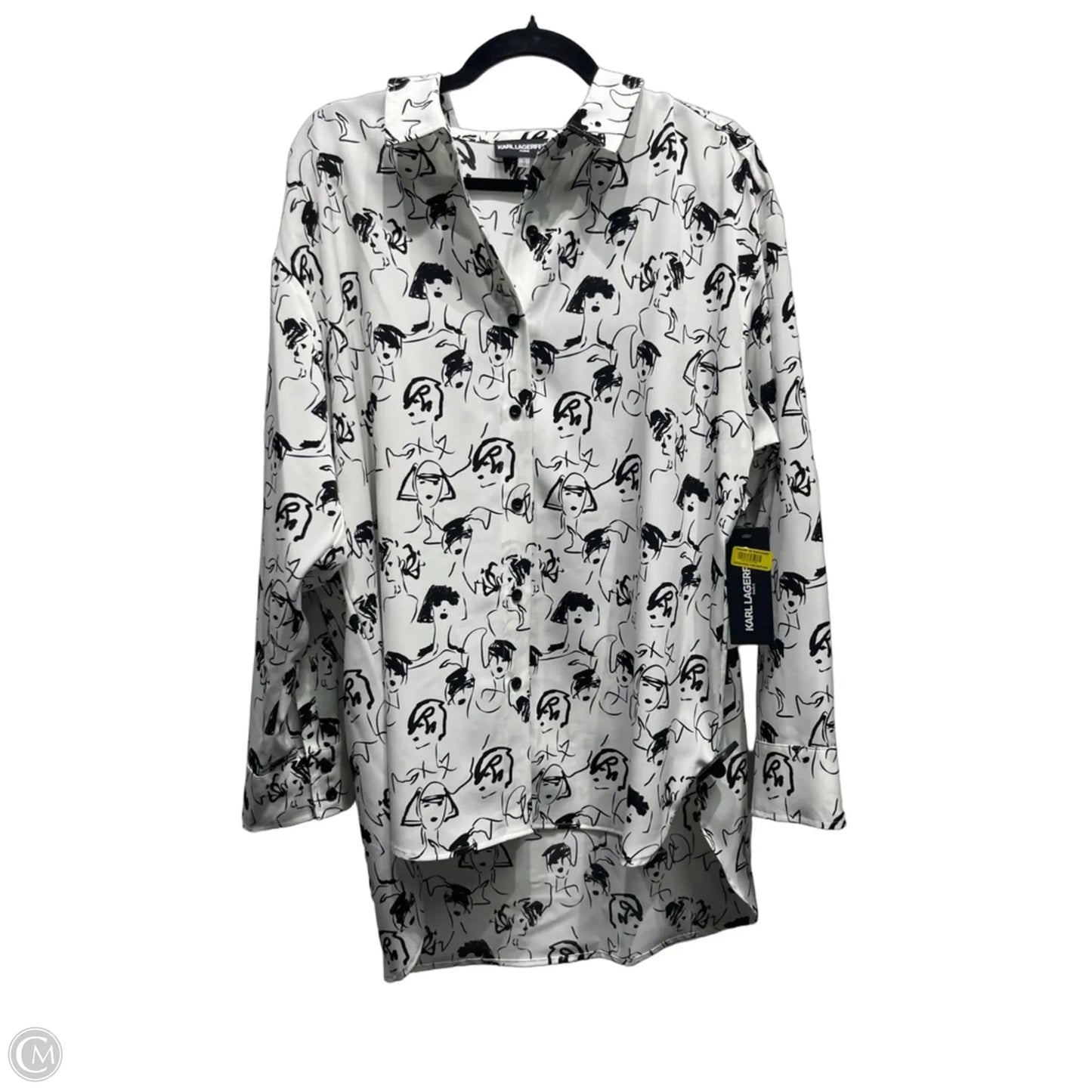 Top Long Sleeve Designer By Karl Lagerfeld In Black & White, Size: L