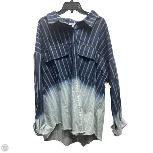 Tunic Long Sleeve By White Birch In Blue, Size: 2x