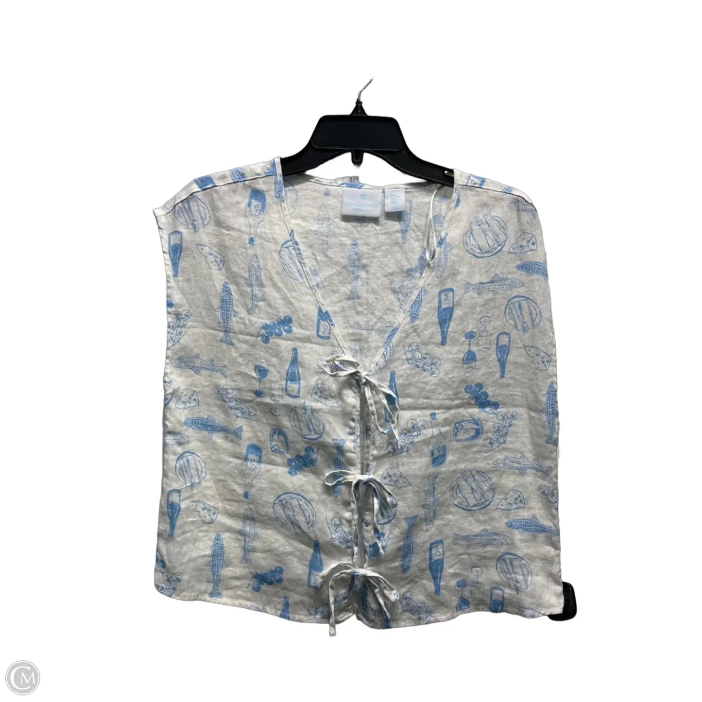 Top Short Sleeve By Cynthia Rowley In Blue & White, Size: M