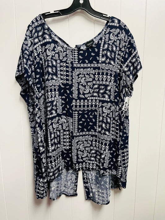 Blue & White Top Short Sleeve Jones And Co, Size 2x