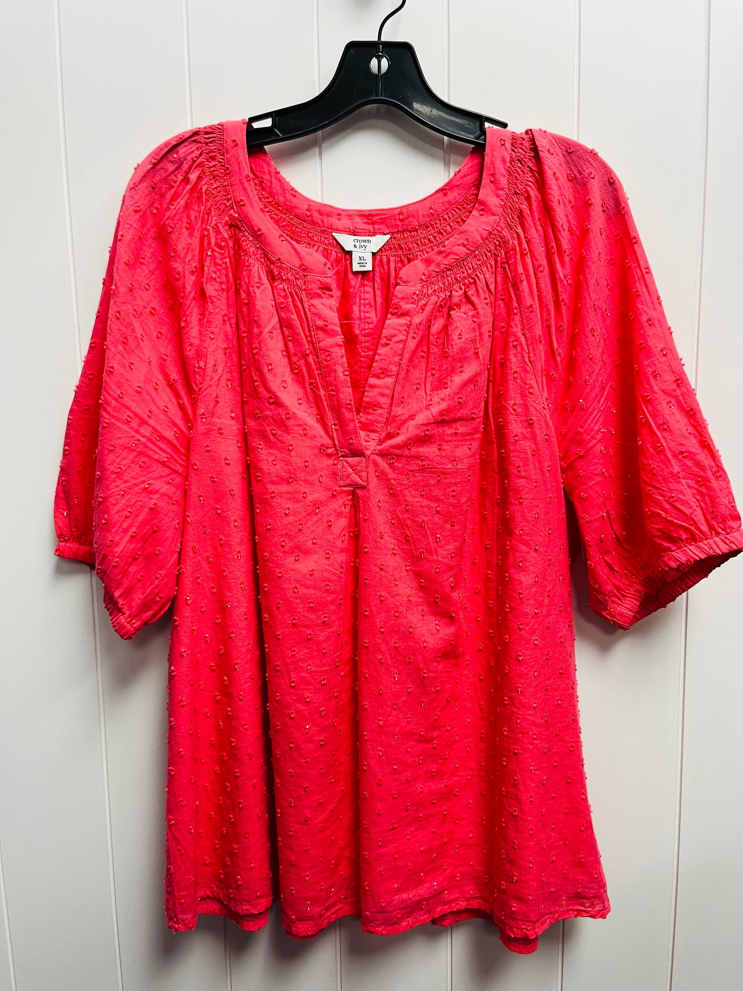 Coral Top Short Sleeve Crown And Ivy, Size Xl
