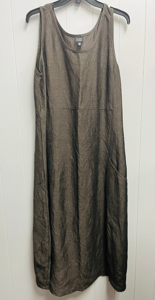 Dress Casual Midi By Eileen Fisher In Brown, Size: L