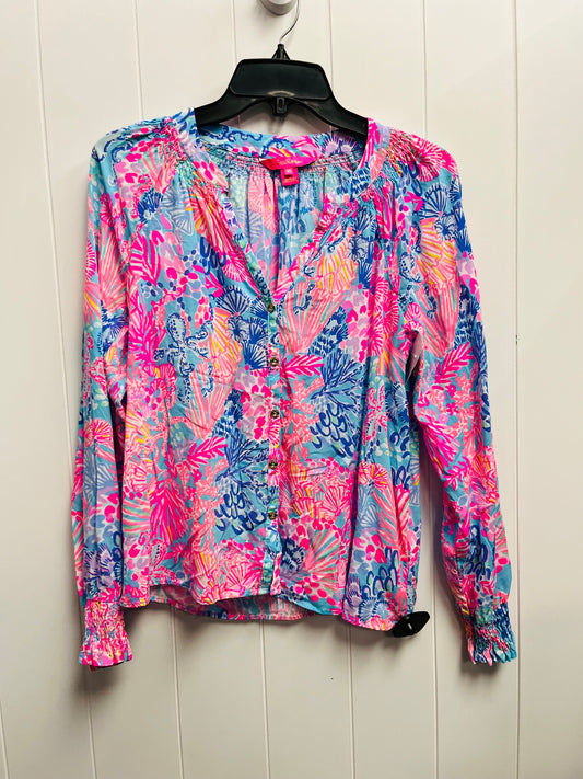 Top Long Sleeve Designer By Lilly Pulitzer In Blue & Pink, Size: Xs