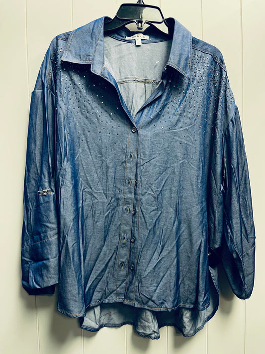 Top Long Sleeve By stem & vine In Blue Denim, Size: Xl