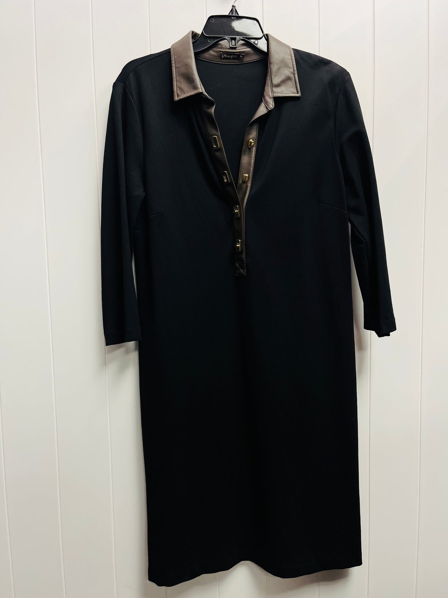 Dress Casual Midi  By J Mclaughlin In Black & Brown, Size: Xl