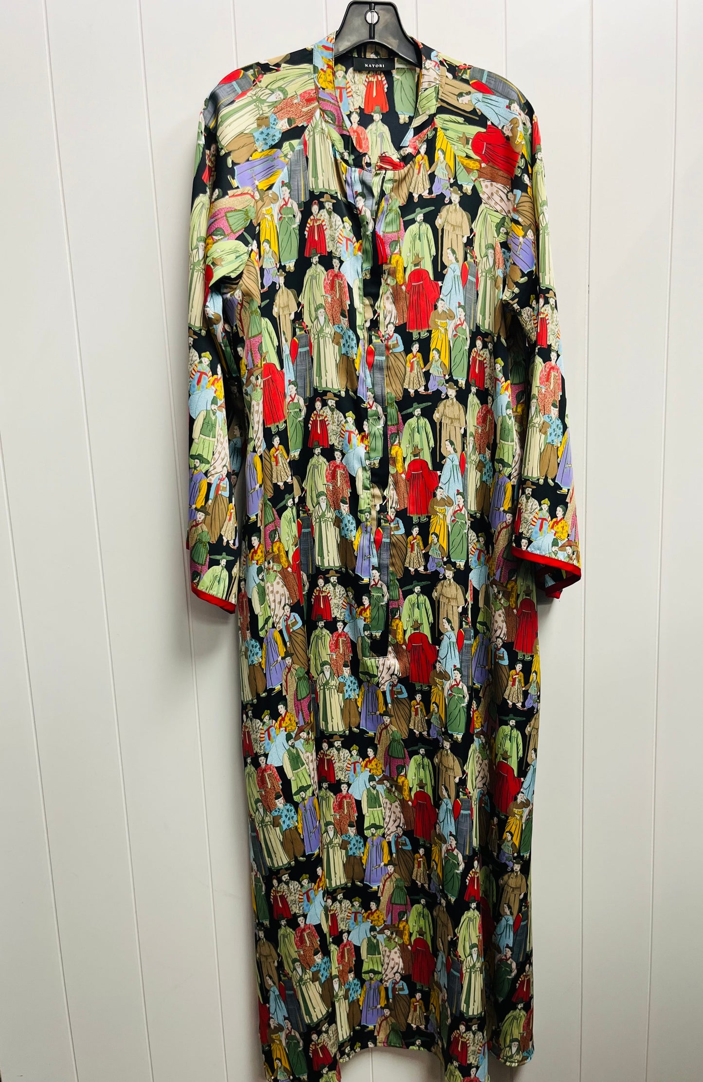 Dress Casual Maxi By Natori In Green & Red, Size: M