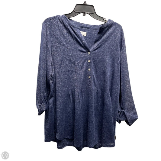 Top Long Sleeve By Kim Rogers In Blue, Size: 1x