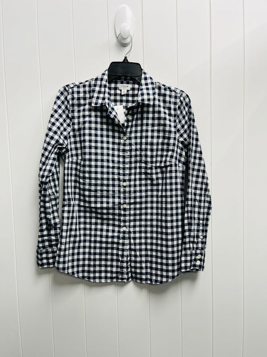 Top Long Sleeve By J. Crew In Blue & White, Size: Mp