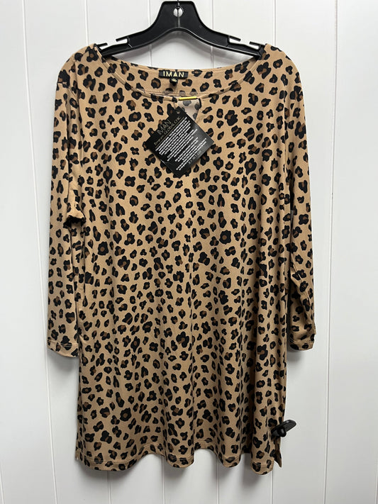 Animal Print Top 3/4 Sleeve Iman Hsn, Size Xl