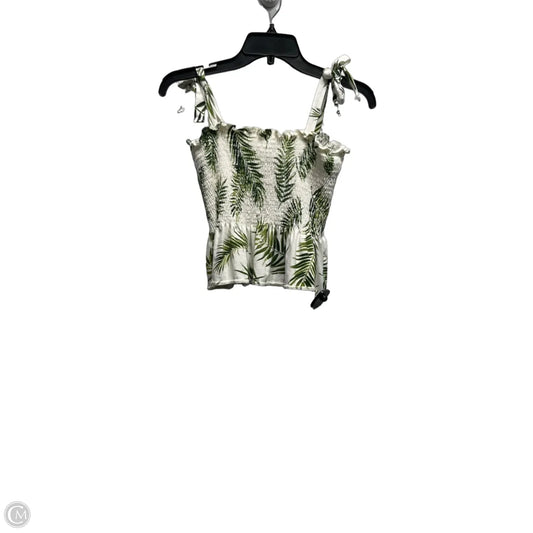 Top Sleeveless By H&m In Green & White, Size: S