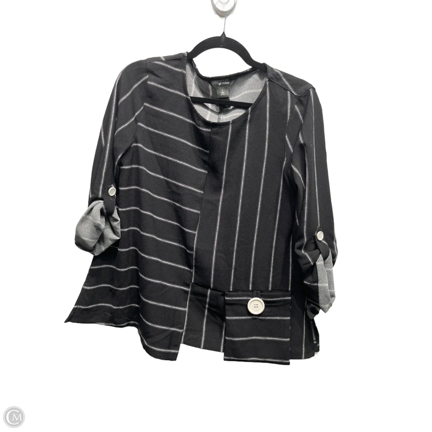 Top Long Sleeve By Ali Miles In Black & White, Size: S