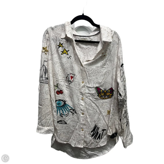 Top Long Sleeve By Pilcro In Cream & Pink, Size: L