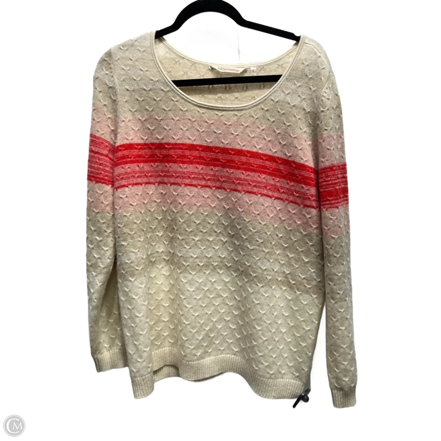 Sweater By Soft Surroundings In Cream & Red, Size: L