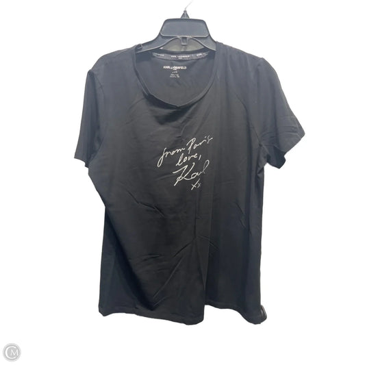 Top Short Sleeve Basic By Karl Lagerfeld In Black & Silver, Size: L