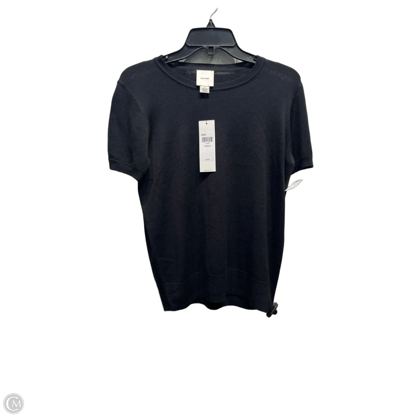 Top Short Sleeve By Calvin Klein In Black, Size: M