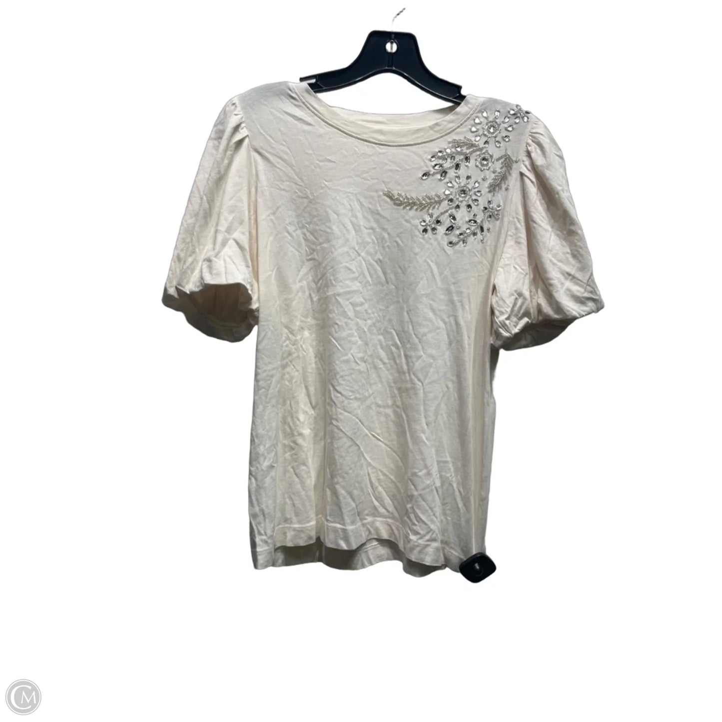 Top Short Sleeve By Loft In Cream, Size: Xxs