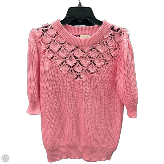 Sweater Short Sleeve By Fate In Pink, Size: Xl