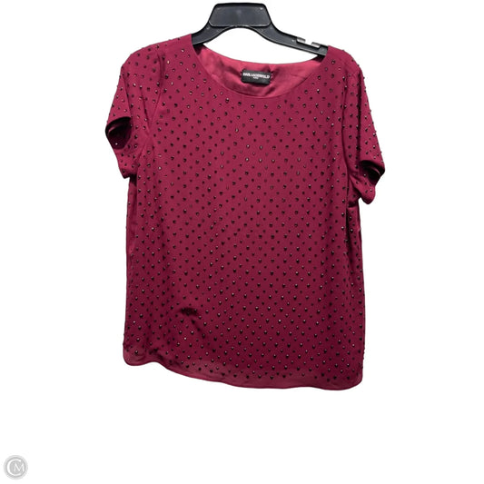 Top Short Sleeve Designer By Karl Lagerfeld In Maroon, Size: M