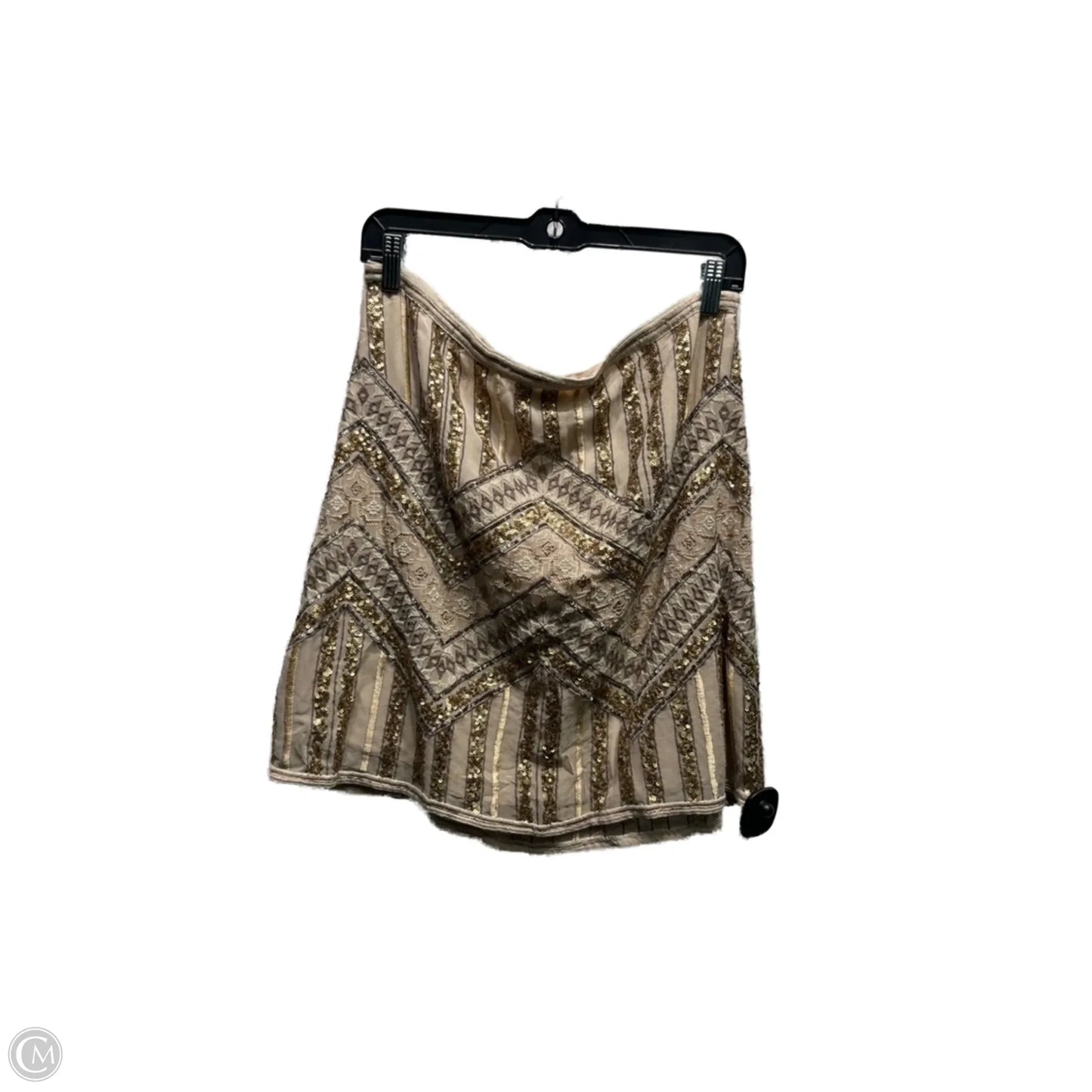 Skirt Midi By Anthropologie In Gold & Tan, Size: 14