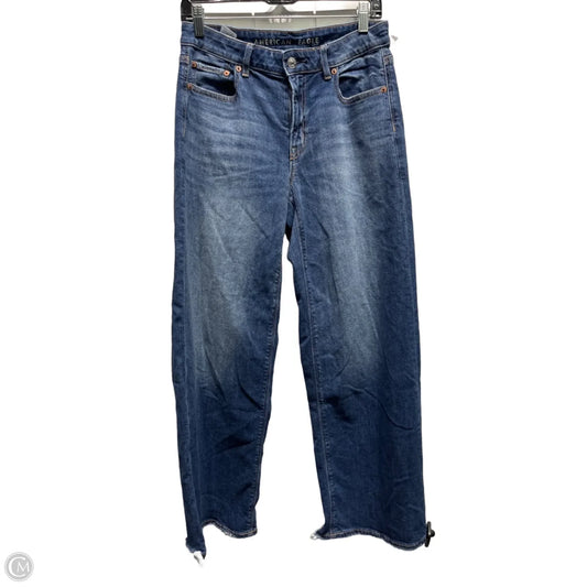 Jeans Wide Leg By American Eagle In Blue Denim, Size: 4