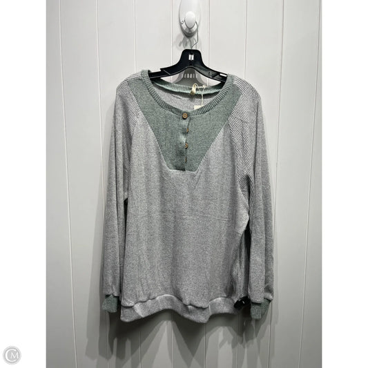 Sweatshirt Crewneck By EVALESS In Green & Grey, Size: 2x