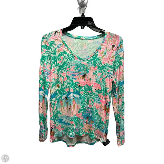 Top Long Sleeve Designer By Lilly Pulitzer In Green & Pink, Size: Xxs