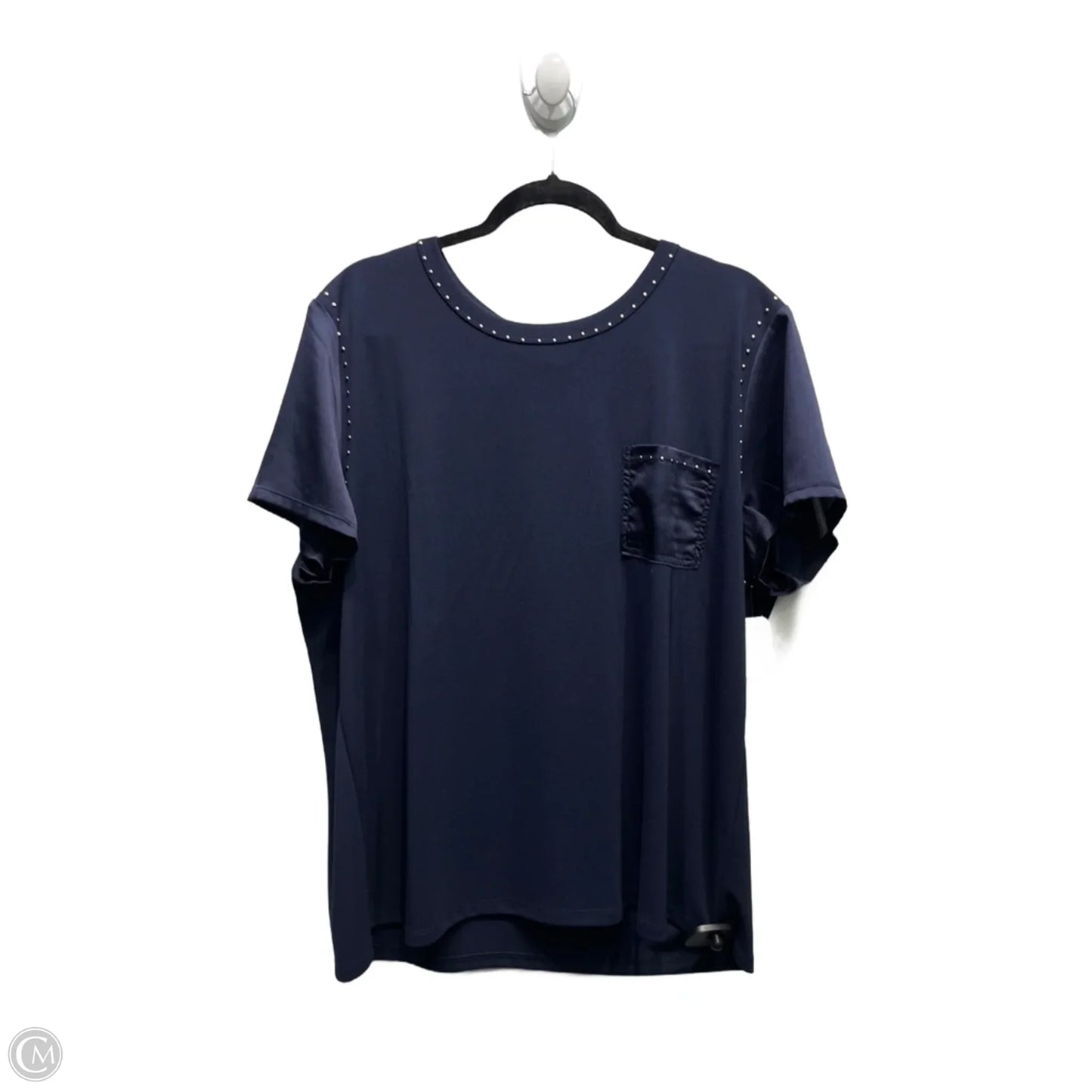 Top Short Sleeve Designer By Karl Lagerfeld In Navy, Size: Xl