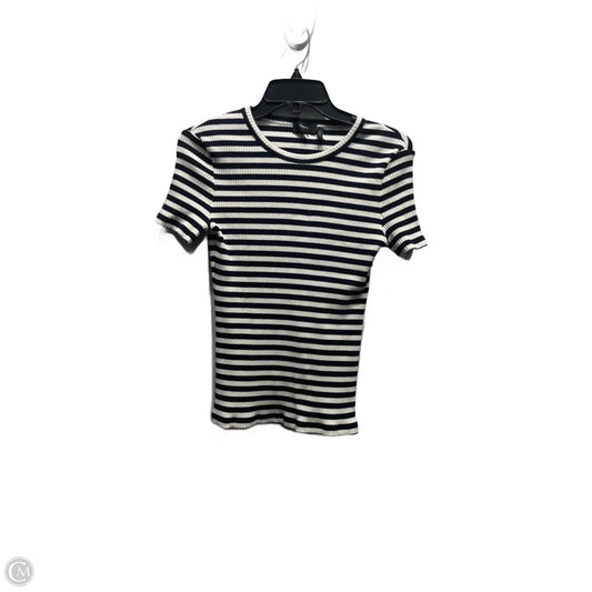 Top Short Sleeve By Theory In Blue & White, Size: M