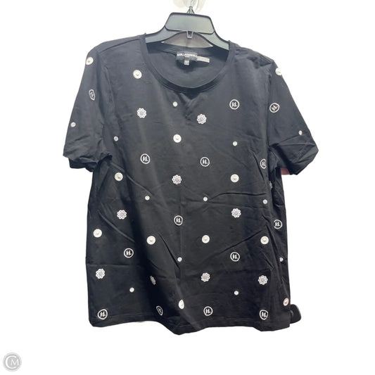 Top Short Sleeve Designer By Karl Lagerfeld In Black & White, Size: L