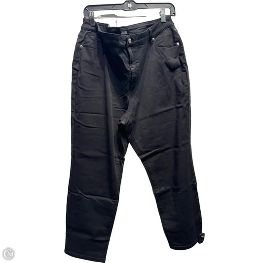 Jeans Straight By Dennis Basso Qvc In Black Denim, Size: 18