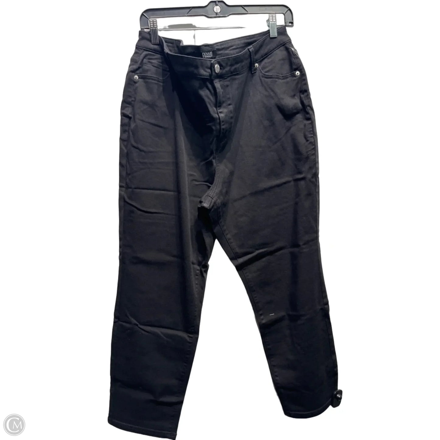 Jeans Straight By Dennis Basso Qvc In Black Denim, Size: 18