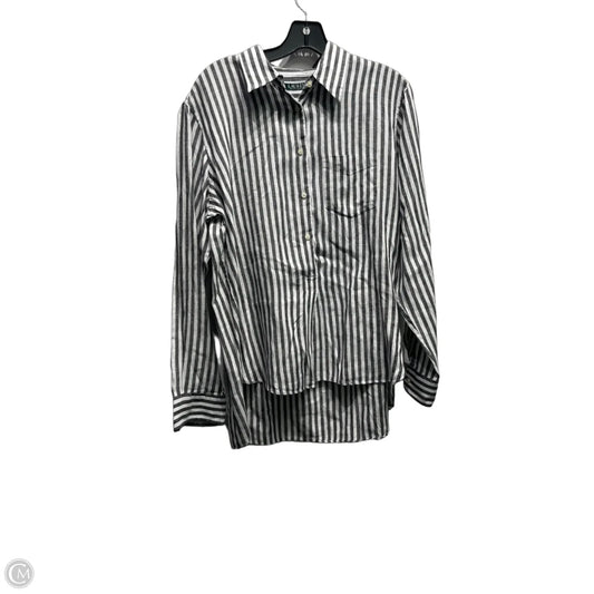 Top Long Sleeve By Ralph Lauren In Grey & White, Size: L