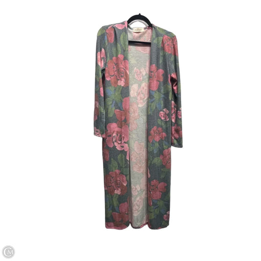 Sweater Cardigan By Haptics In Green & Pink, Size: S