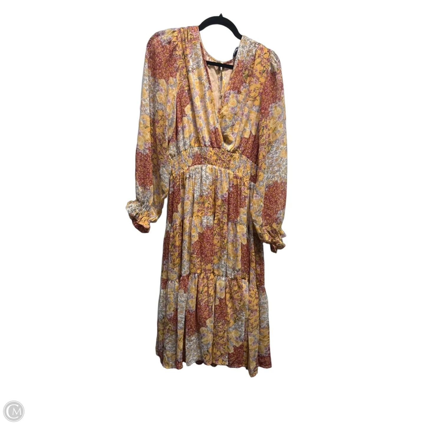 Dress Party Midi By Arula In Orange & Yellow, Size: Xl