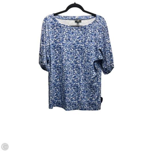 Top Short Sleeve By Style And Company In Blue & White, Size: 2x