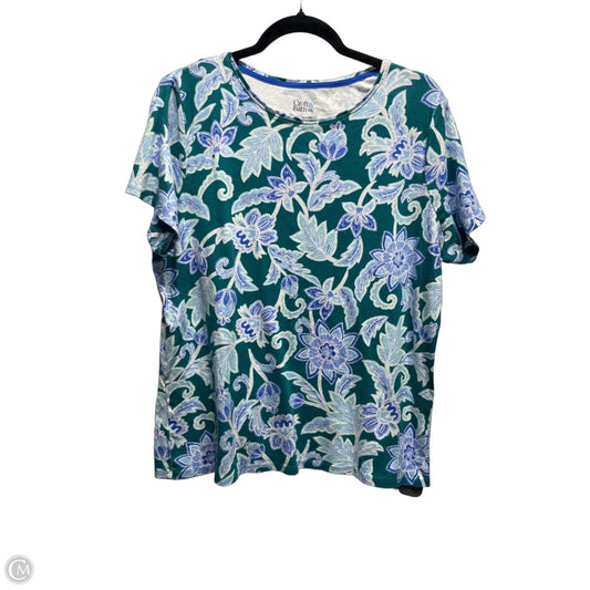 Top Short Sleeve By Croft And Barrow In Blue & Green, Size: Xxl