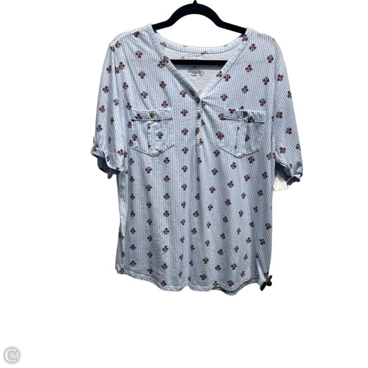 Top Short Sleeve By Croft And Barrow In Blue & White, Size: Xxl