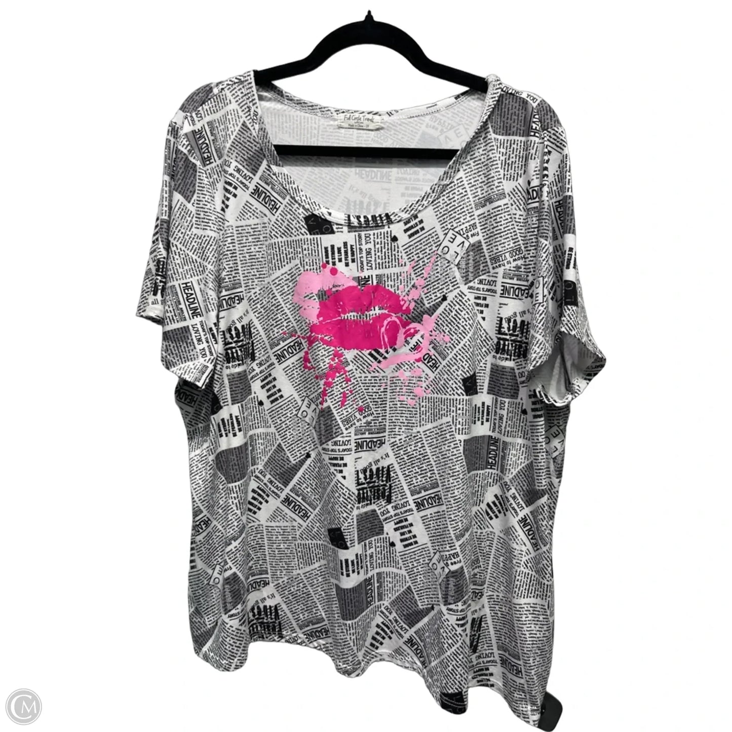 Top Short Sleeve By FULL CIRCLE TRENDS In Black & White, Size: 2x