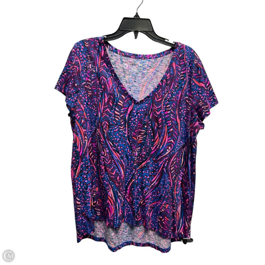 Top Short Sleeve Designer By Lilly Pulitzer In Pink & Purple, Size: Xl