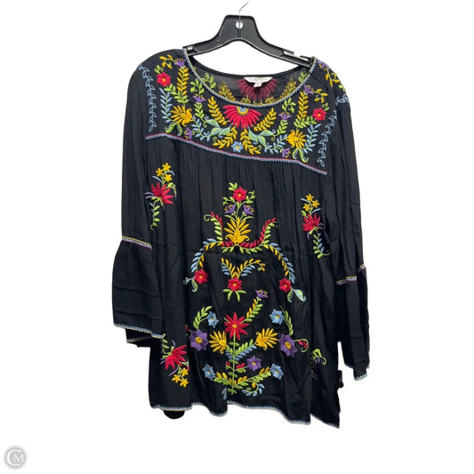 Top 3/4 Sleeve By John Mark In Black & Blue, Size: L