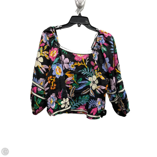 Top Long Sleeve By C And C In Black & Pink, Size: M