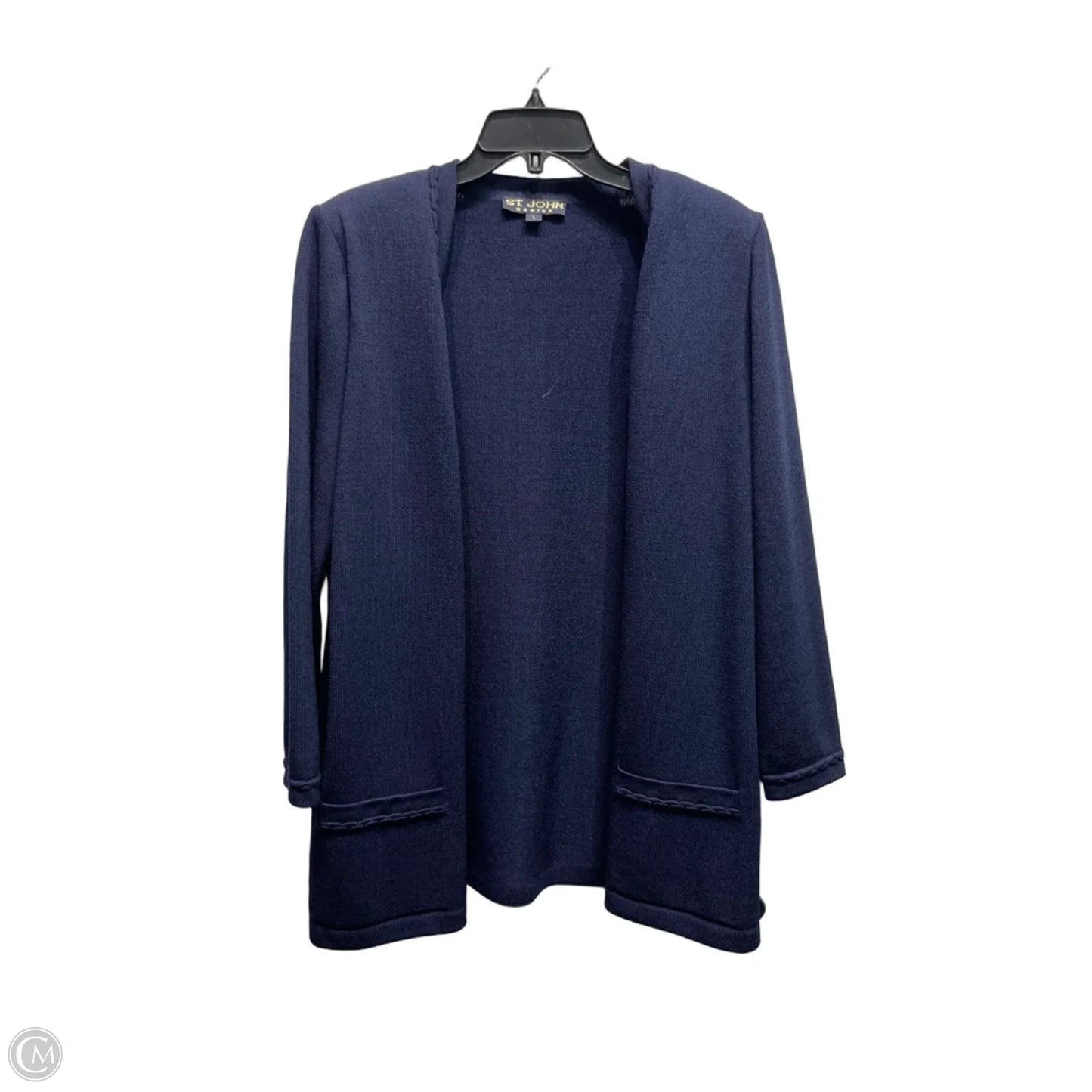 Sweater Cardigan Luxury Designer By St John Collection In Navy, Size: L