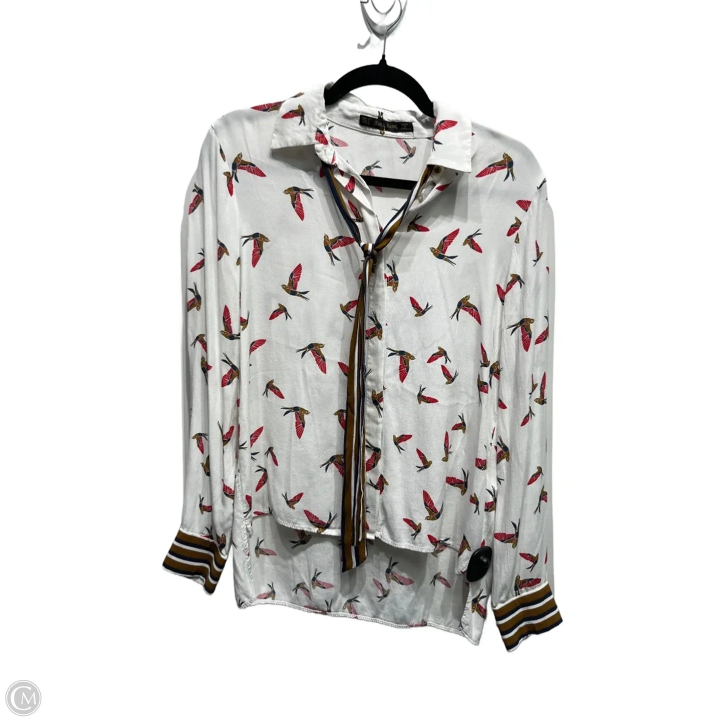 Top Long Sleeve By Zara Basic In Blue & Gold, Size: M