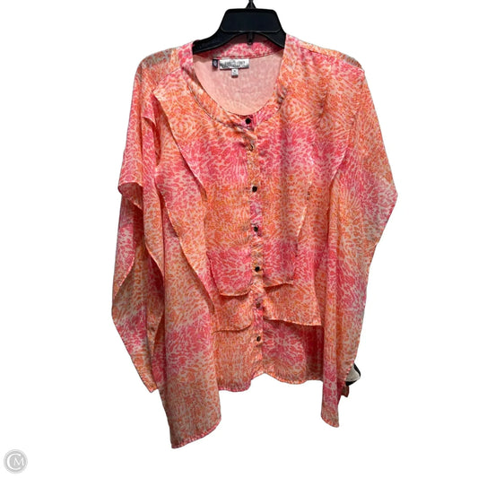 Blouse Short Sleeve By Jennifer Lopez In Orange & Pink, Size: Xl