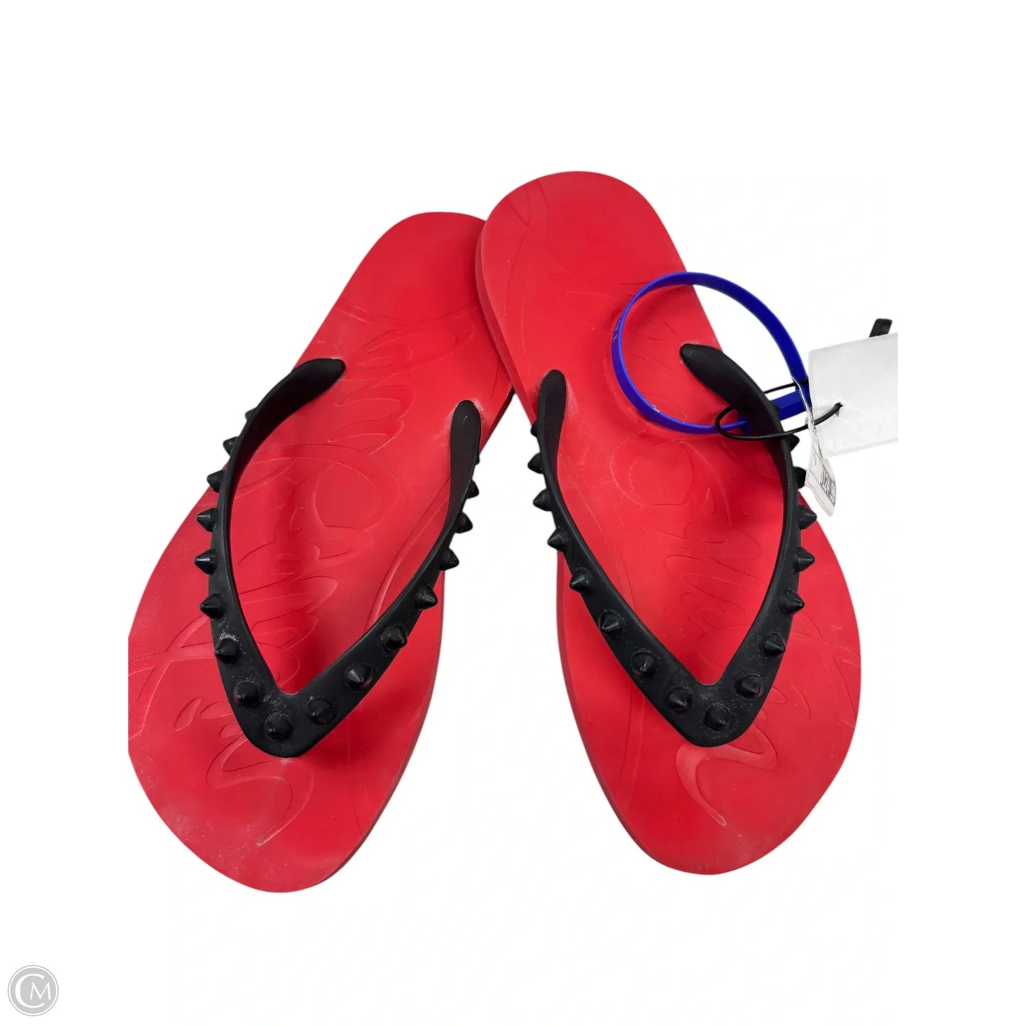 Sandals Luxury Designer By Christian Louboutin In Black & Red, Size: 6